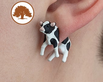 Hand Painted Dairy Cow Earrings | 3D Printed