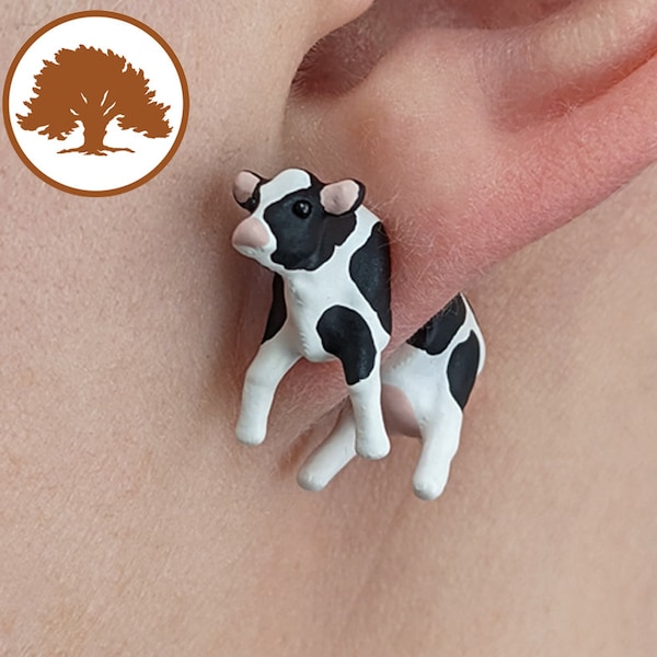 Hand Painted Dairy Cow Earrings | 3D Printed