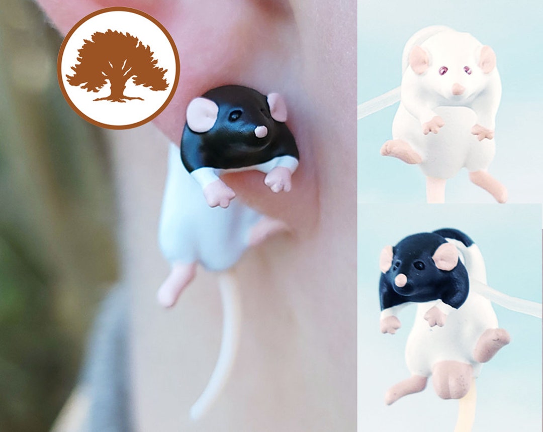 Hand Painted Rat Earrings | 3D Printed - Etsy