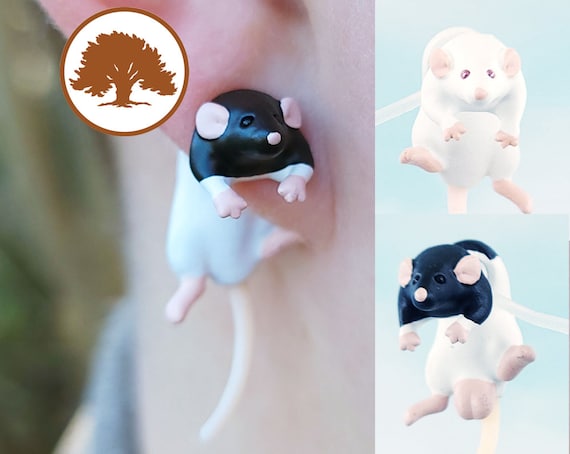 Hand Painted Rat Earrings | 3D Printed - Etsy