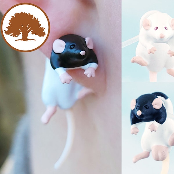 Hand Painted Rat Earrings | 3D Printed