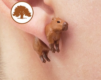 Hand Painted Capybara Earrings | 3D Printed