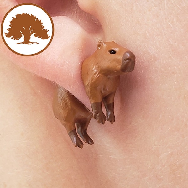 Hand Painted Capybara Earrings | 3D Printed