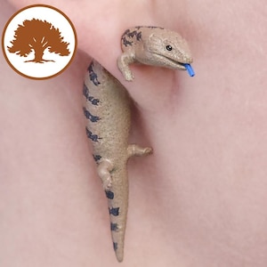 Hand Painted Blue Tongued Skink Earrings | 3D Printed