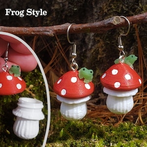 Mushroom Container Earrings Frog Add-On Option 3D Printed Store Items Inside image 5