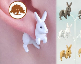 Hand Painted Rabbit Earrings | 3D Printed