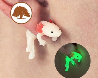 Axolotl Earrings | Glow in the Dark Option | 3D Printed