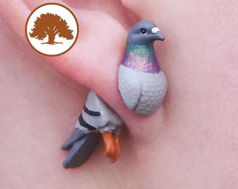 Pendientes de paloma pintados a mano / Impresos en 3D