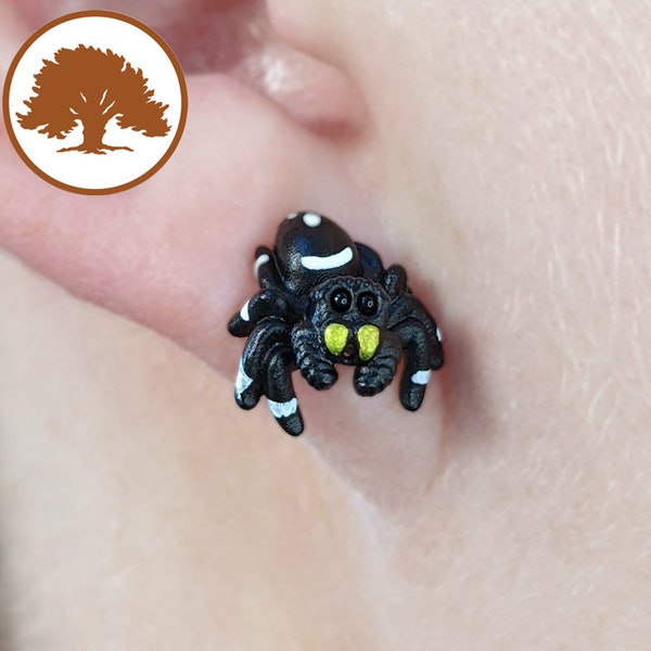 Hand Painted Jumping Spider Earrings | 3D Printed