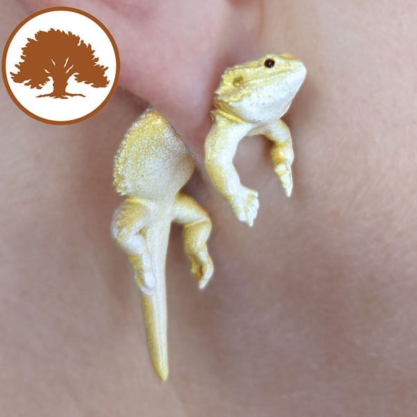 Hand Painted Bearded Dragon Earrings | 3D Printed