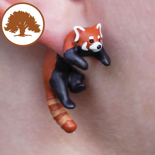 Hand Painted Red Panda Earrings | 3D Printed