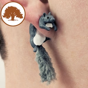 Hand Painted Squirrel Earrings | 3D Printed