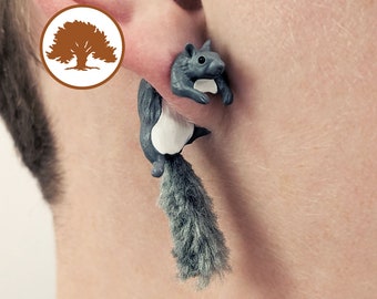 Hand Painted Squirrel Earrings | 3D Printed