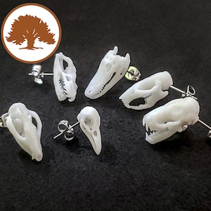 Orecchini a forma di teschio di animale / Stampati in 3D / Mix and Match