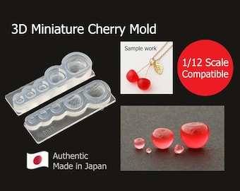 Silicone Mold Miniature Cherry Mold, Fruits for 1:12 Scale Miniature Dessert and Jewelry Charms Making, for Clay / UV Resin, Made in Japan