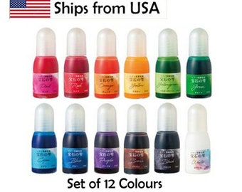 SET of 12 Colors Resin Dye (10ml per bottle) UV Resin Color Dye Authentic from Japan, 12 x 10g Jewel Labyrinth Padico Craft Resin Color