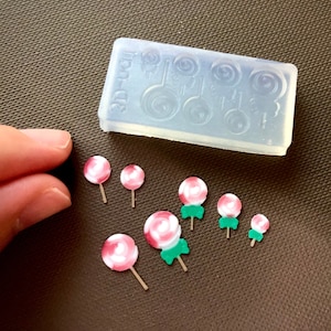 Silicone Mold, Miniature Lollipop Mold, Miniature Sweets Mold, Miniature Fake Food Mold for UV Resin / Two-Part Resin / Polymer Clay