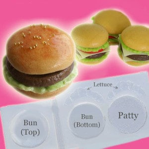 Silicone Mold, Hamburger L Mold, Macdonalds Mold, Burger Mold, Large Burger Mold, Dollhouse Polymer Clay, UV Resin, Air Dry Clay, Resin Clay