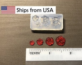 Silicone Mold, Miniature Hibiscus Flower Basic Mold, For UV Resin / Epoxy / Polymer Clay Crafts, Jewelry Charm Making
