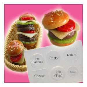 Silicone Mold, Hamburger S size Mold, Macdonalds Mold, Burger Mold Dollhouse, Polymer Clay, UV Resin, Air Dry Clay, Resin Clay