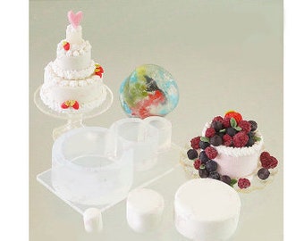 Silicone Mold Miniature Wedding Cake Three Tier mold Dollhouse High Quality Silicone, for Polymer Clay, UV Resin, from Floree Japan