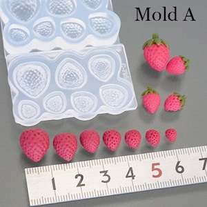 Silicone Mold Miniature 3D Strawberry Mold / Miniature Fruit Mold / Dollhouse Miniatures Fruits Mold For Polymer clay, UV Resin Epoxy