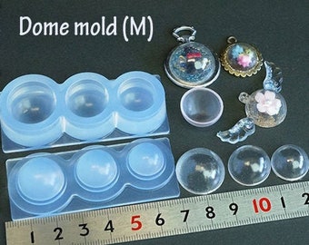 Silicone Mold (M) Dome Round Hollow Transparent Sphere Mold, Resin Shaker Mold, For Resin Crafts, Authentic Made in Japan