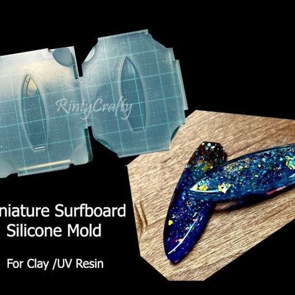 Silicone Mold, Mini Surfboard Mold, Miniature Surfing Board Mold for UV Resin, Polymer Clay - Handmade in Japan