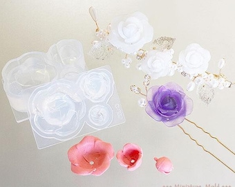 Silicone Mold 3D Rose Mold (Large Sized Roses), Flowers mold. Rose Mold, Floree Soft Mold For Clay / Resin / UV Resin/ Soap from Japan