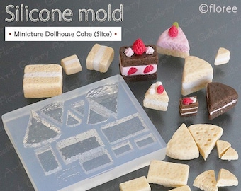 Silicone Mold Miniature Sponge Cake Mold in Rectangle and Triangle Slices, for Dollhouse Miniature (UV Resin, Epoxy / Polymer Clay) Floree