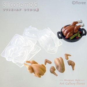 Silikonform 3D Miniatur geröstetes Huhn Silikonform für Puppenhaus Miniatures Fake Food, Weihnachtsform, Gebrauch mit Polymer Clay (Made in Japan)