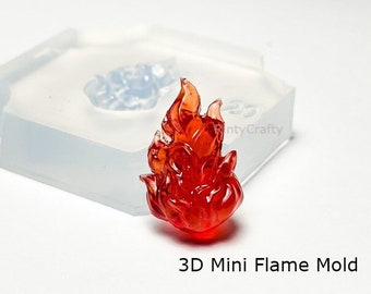 Silicone Mold, 3D Mini Flame Mold, (Bonfire Mold / Burning Fire Mold)Two-Part Mold, for UV Resin / Epoxy, Polymer Clay - Handmade in Japan