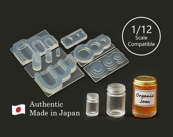 Silicone Mold, Miniature Round Jar with Lid Mold, Round Jam Jar Mold, 1:12 Scale Compatible, for UV Resin / Epoxy, Made in Japan