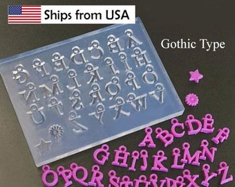 Silicone Mold, Alphabet Mold, GOTHIC type Soft Mold For Polymer clay, Resin Clay, UV Resin, Air Dry Clay, Customized names for Silver Clay
