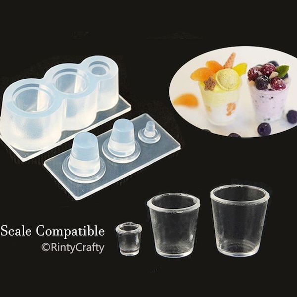 Silicone résine moule à boire tasse moule café verre 1:12 maison de poupée Transparent haute qualité UV résine polymère argile clair moule japon