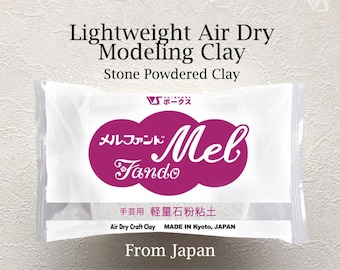 Japan Mel FANDO Clay Lightweight Type (Stone Powder Clay in White) Air Drying Type, 200g / 7.05 ounces, for Clay Modeling