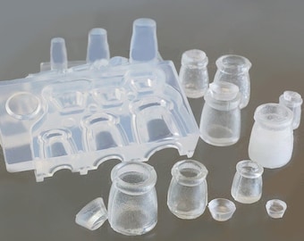 Silicone Mold Yogurt Bottle with Lid / Dollhouse glassware / Transparent mold/ Floree Mold / UV Resin, Air Dry Clay, Polymer Clay