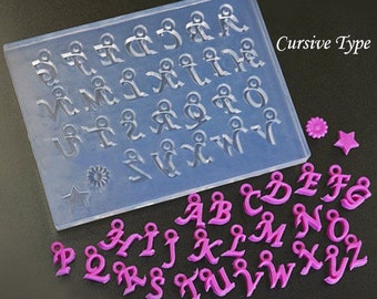 Silicone Mold, Alphabet Mold, CURSIVE Type Soft Mold For Polymer clay, Resin Clay, UV Resin, Air Dry Clay, Floree Mold Make customized names