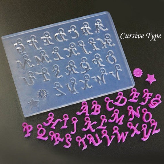 Silicone Mold, Alphabet Mold, CURSIVE Type Soft Mold for Polymer
