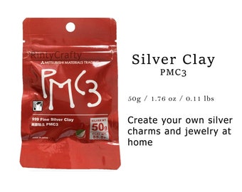 Japan PMC 3 Silver Clay 50g / 1.76 oz / 0.11 lbs , 99.9% Fine Silver Clay, Authentic Made in Japan