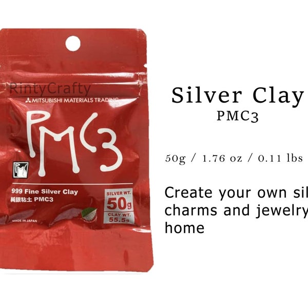 Japan PMC 3 Silver Clay 50g / 1.76 oz / 0.11 lbs , 99.9% Fine Silver Clay, Authentic Made in Japan