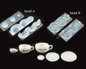 Silicone Mold Plate for Tea Cup Cafe Latte Cup 1:12 Dollhouse Transparent Teacup High Quality Silicone Clay Resin from Japan / UV Resin