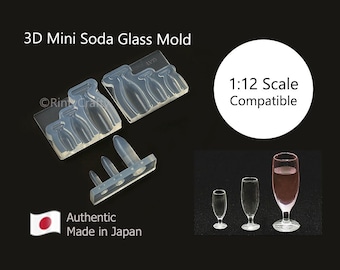 3D Silicone Mold Miniature Tall Soda Glass Mold for Miniature Crafts, Fake Food (UV Resin / Epoxy) Authentic Made in Japan (1:12 Scale)