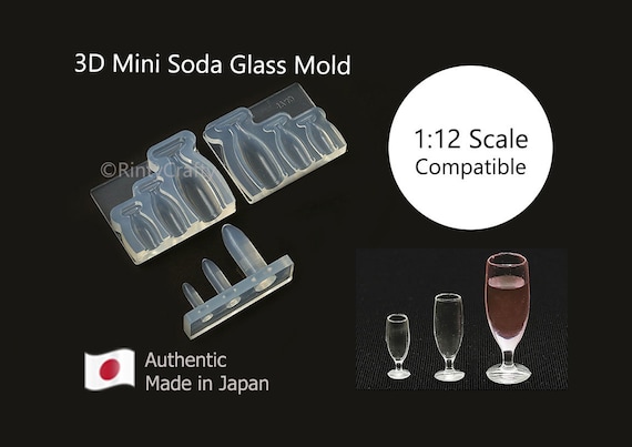 3D Silicone Mold Miniature Tall Soda Glass Mold for Miniature Crafts, Fake Food (UV Resin / Epoxy) Authentic Made in Japan (1:12 Scale)