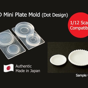 3D Silicone Mold Miniature Plate Mold (Dot Design) for Clay / UV-Resin, 1:12 Scale Compatible, Authentic Made in Japan High Quality Silicone