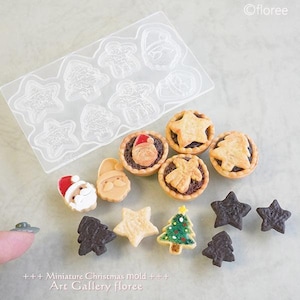 Silicone Mold, 3D Miniature Christmas Cookie Mold, Assorted Mixed Christmas Designs, For Polymer Clay and Resin (Made in Japan)