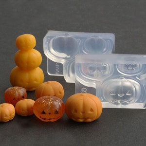 Moule en silicone, moule d&#39;Halloween, moule citrouille, moule Jack O Lantern, pour résine UV, pâte polymère, argile résine
