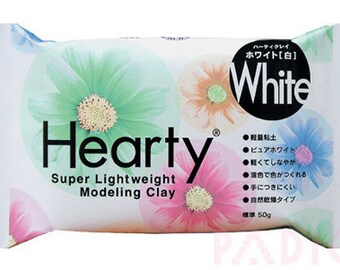 50g Padico Hearty Clay Super Lightweight WHITE and other colors Air Dry Clay from Japan for Miniature Food Sculpture, Dollhouse and Flowers