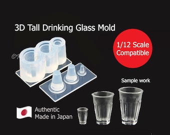 Silicone Mold Miniature Drinking Tall Glass Cup Silicone Mold (1:12 Scale Compatible)