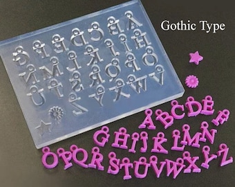 Silicone Mold, Alphabet Mold, GOTHIC type Soft Mold For Polymer clay, Resin Clay, UV Resin, Air Dry Clay, Customized names for Silver Clay